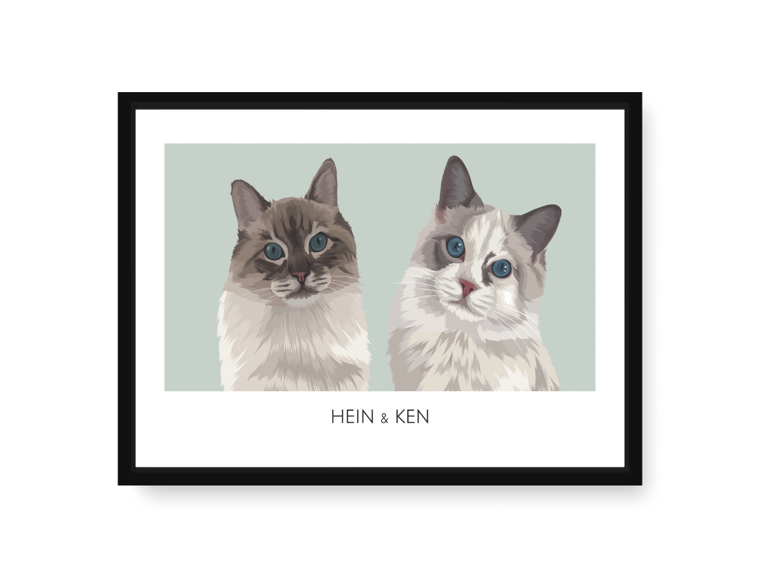Huisdier portret groen met twee katten